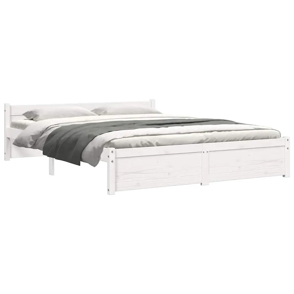 Solid Pine Wooden Bed Frame 150x200 cm White