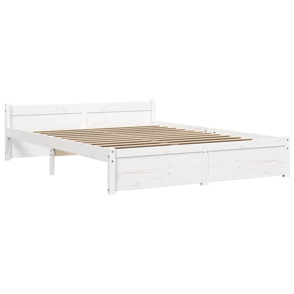Solid Pine Wooden Bed Frame 150x200 cm White