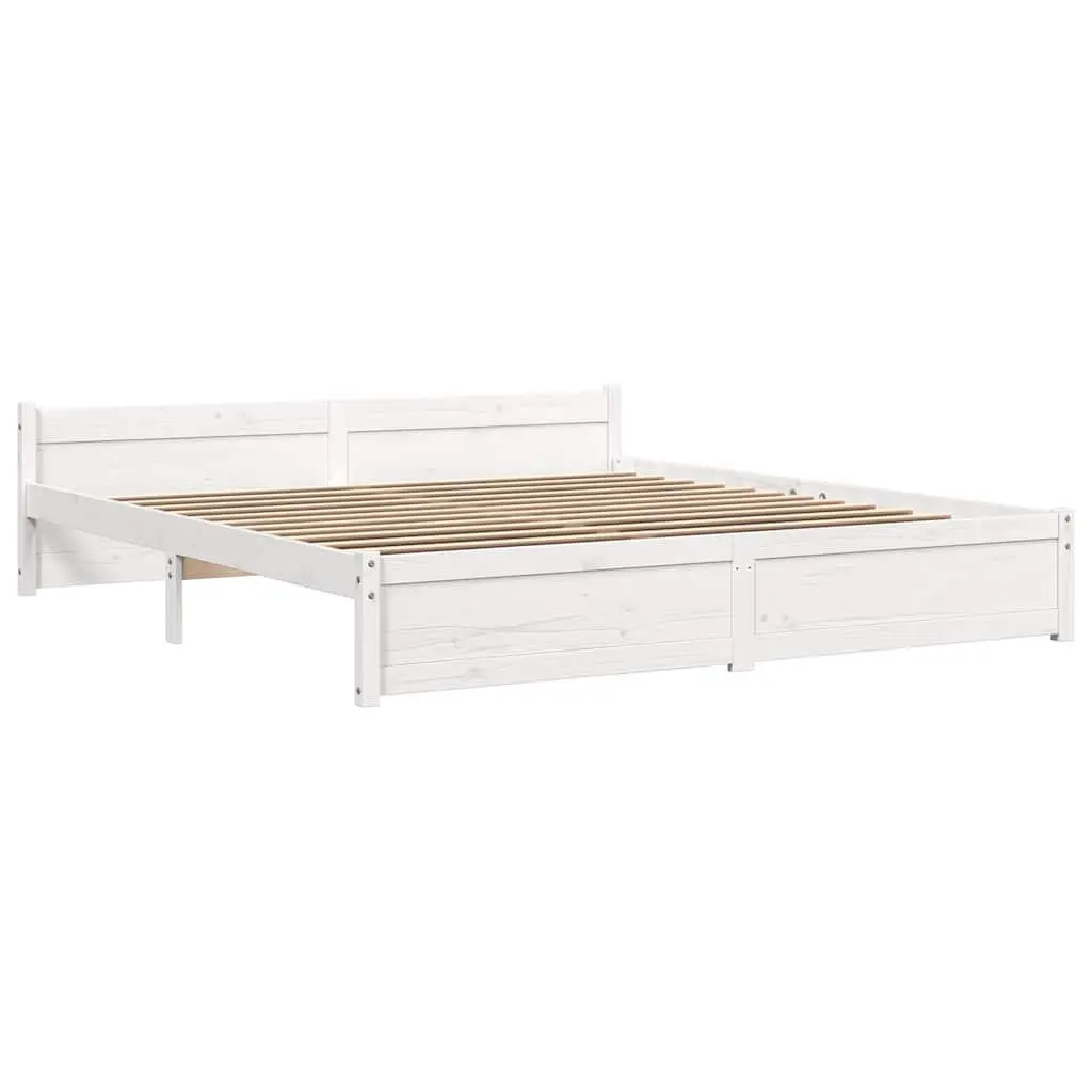 King Bed Frame 183x203cm in White Solid Wood