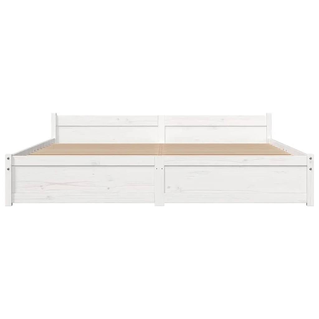 King Bed Frame 183x203cm in White Solid Wood