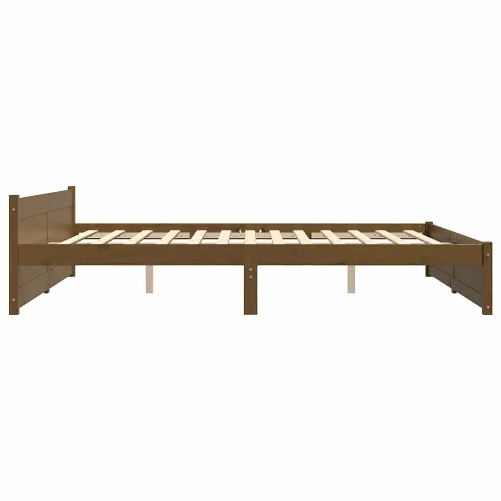 Solid Wood King Bed Frame 183x203cm Honey Brown