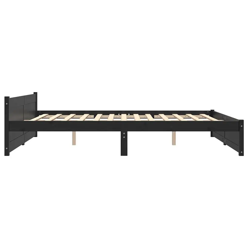 Black Solid Wood King Bed Frame 183x203cm with Headboard