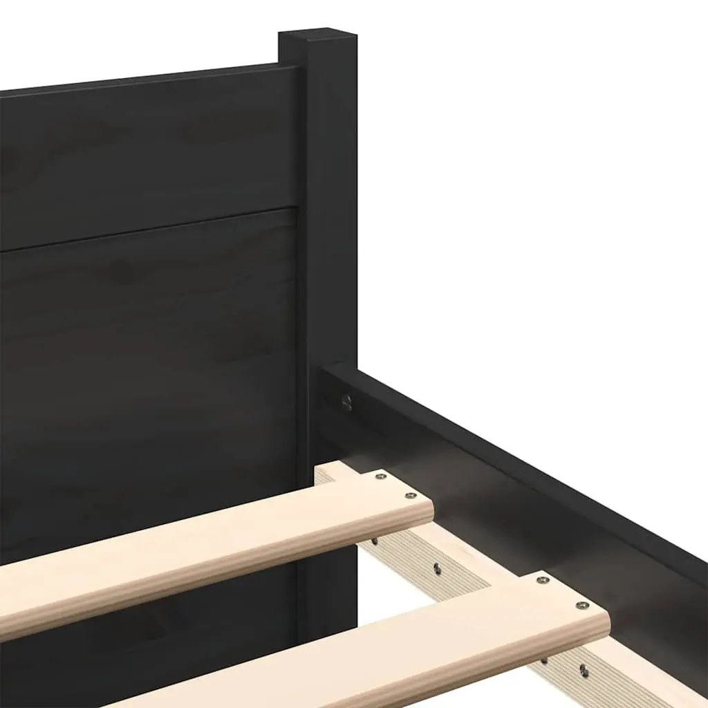 Black Solid Wood King Bed Frame 183x203cm with Headboard