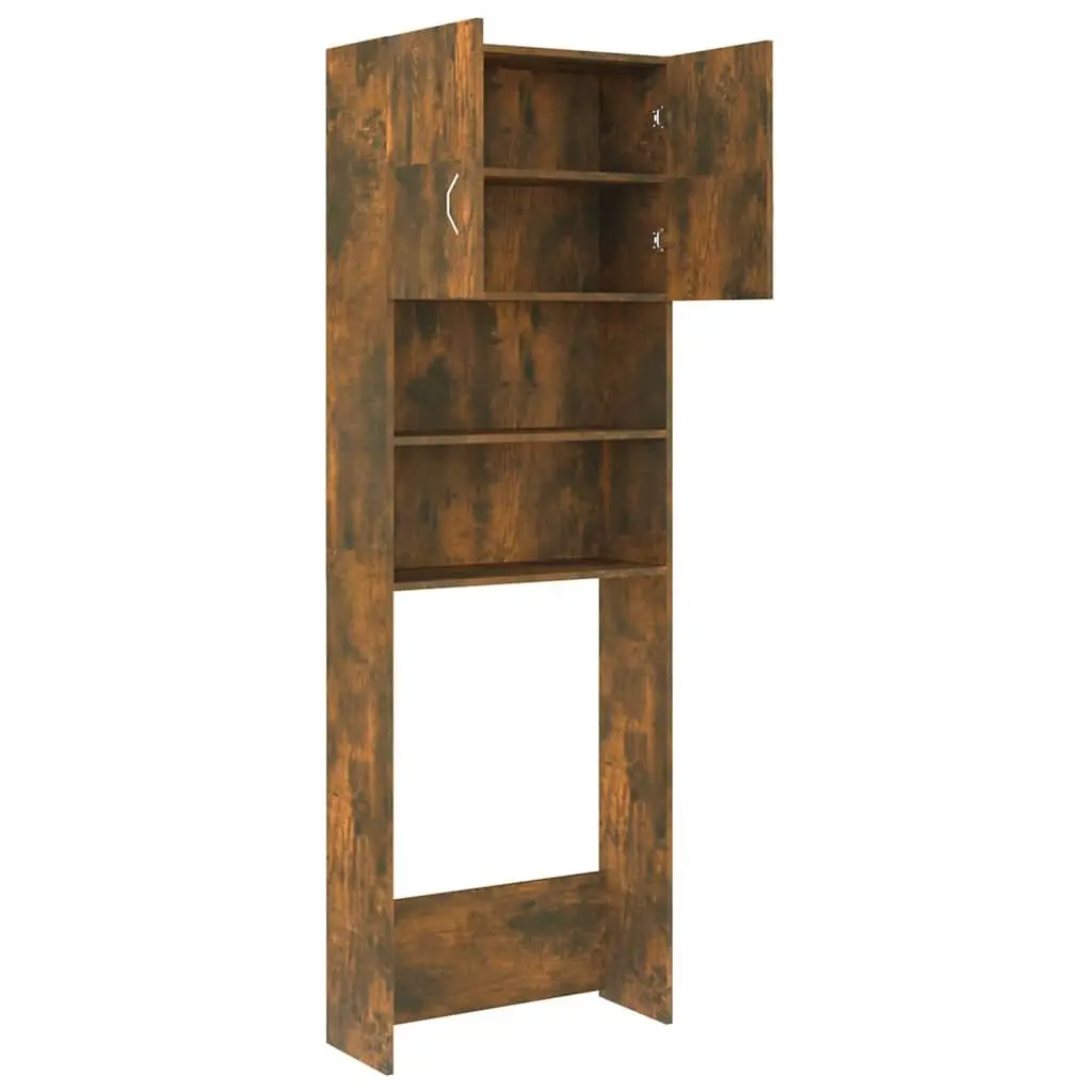 Washing Machine Cabinet Engineered Wood 64 x 25.5 x 190 cm Smoked Oak