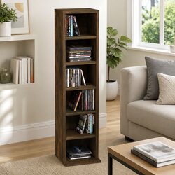 CD Cabinet Storage Media Organizer in Smoked Oak Finish