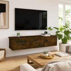 Brown Wall Cabinet with 3 Drawers for Stylish Storage Solutions