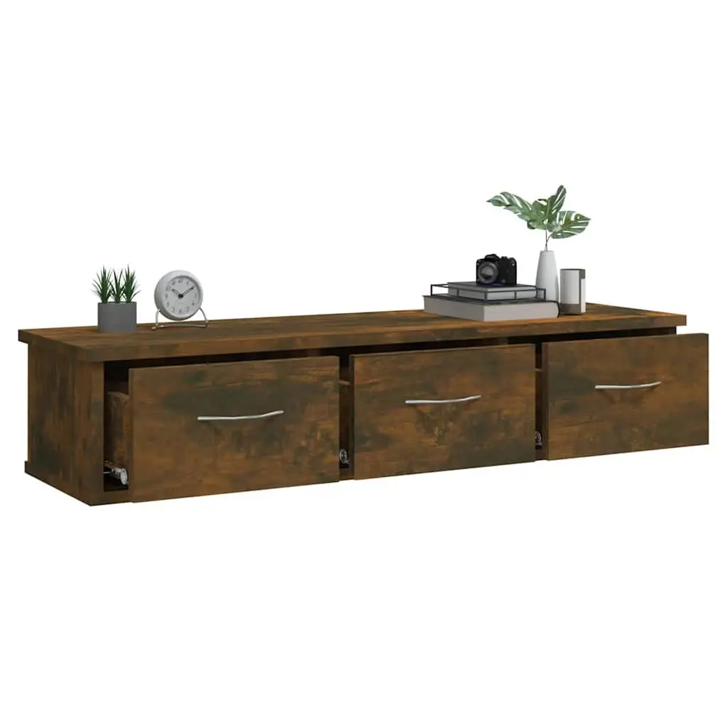 Wall Cabinet with 3 Drawers Floating Storage Unit Brown Home Furniture