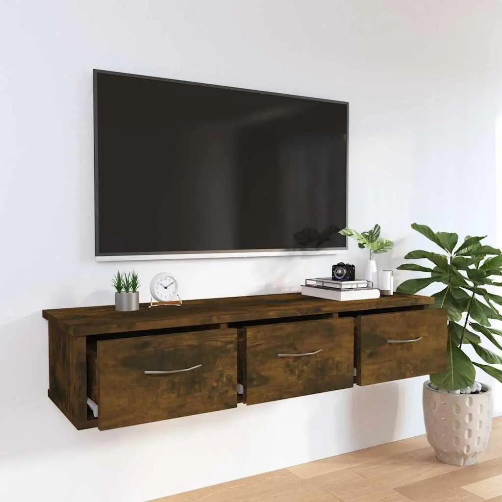 Wall Cabinet with 3 Drawers Floating Storage Unit Brown Home Furniture