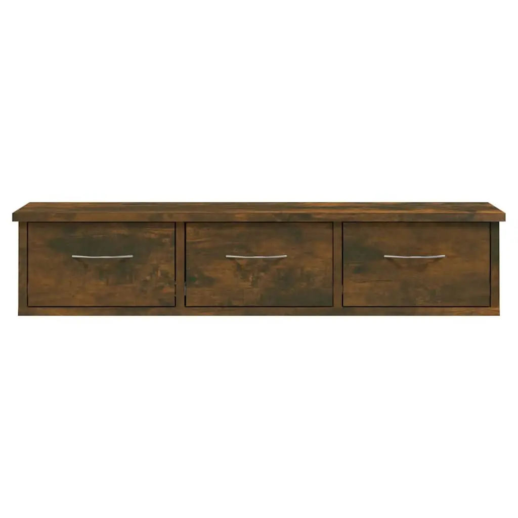 Wall Cabinet with 3 Drawers Floating Storage Unit Brown Home Furniture