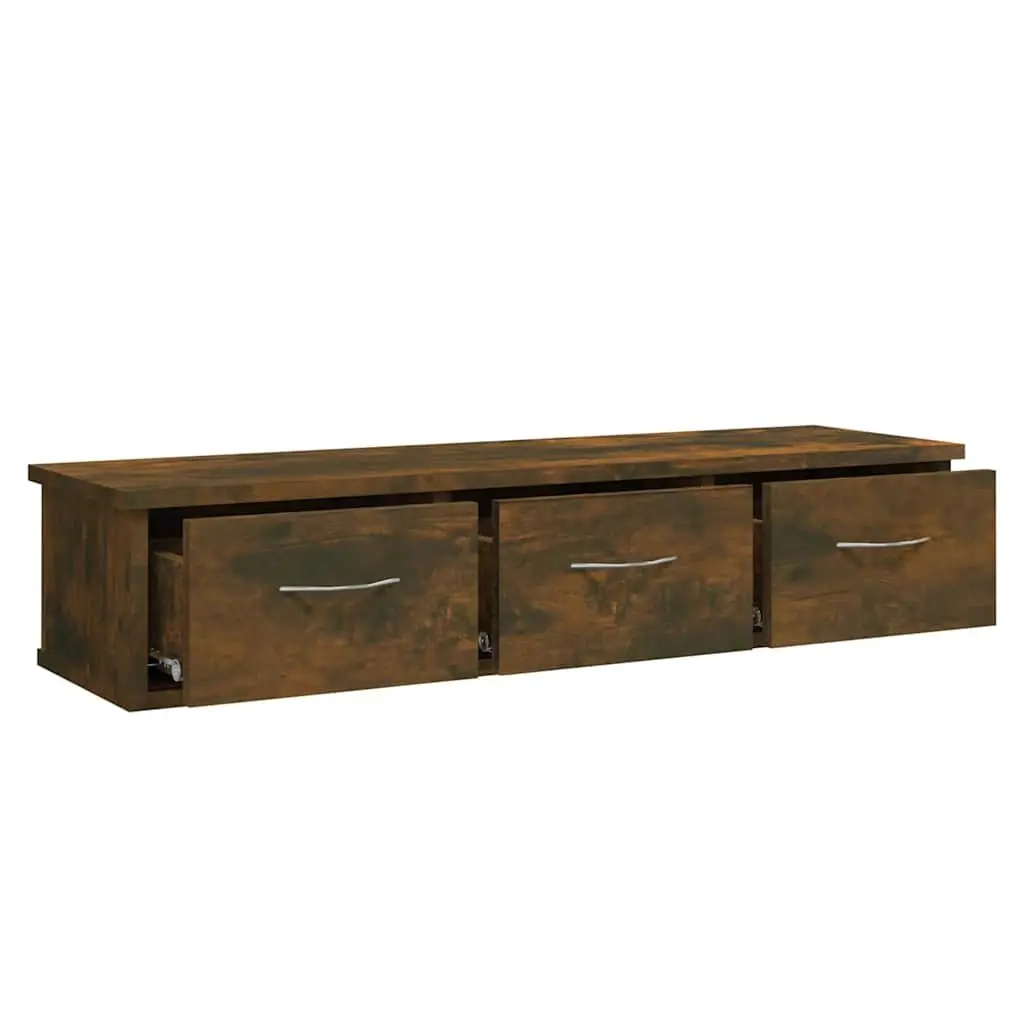 Wall Cabinet with 3 Drawers Floating Storage Unit Brown Home Furniture