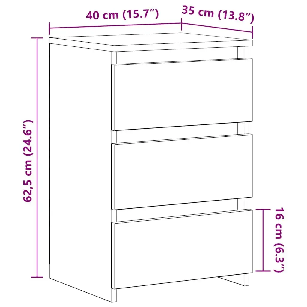 Bedside Tables Engineered Wood 40x35x62.5cm Grey Sonoma 2pcs