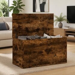 Sturdy Brown Engineered Wood Storage Chest for Organising