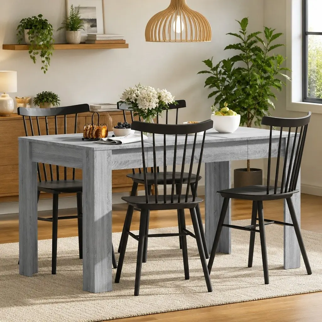 Grey Dining Table with Sturdy Engineered Wood