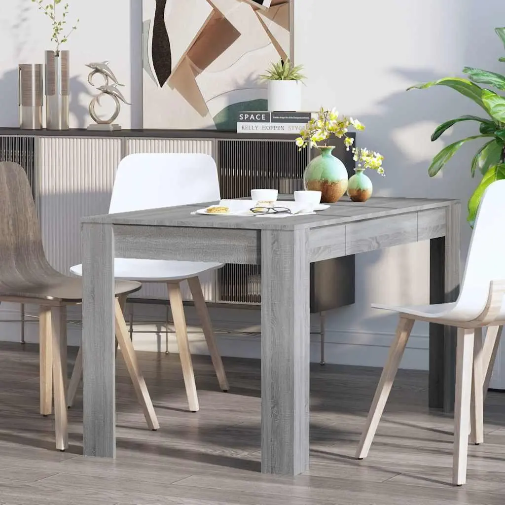 Grey Dining Table with Sturdy Engineered Wood