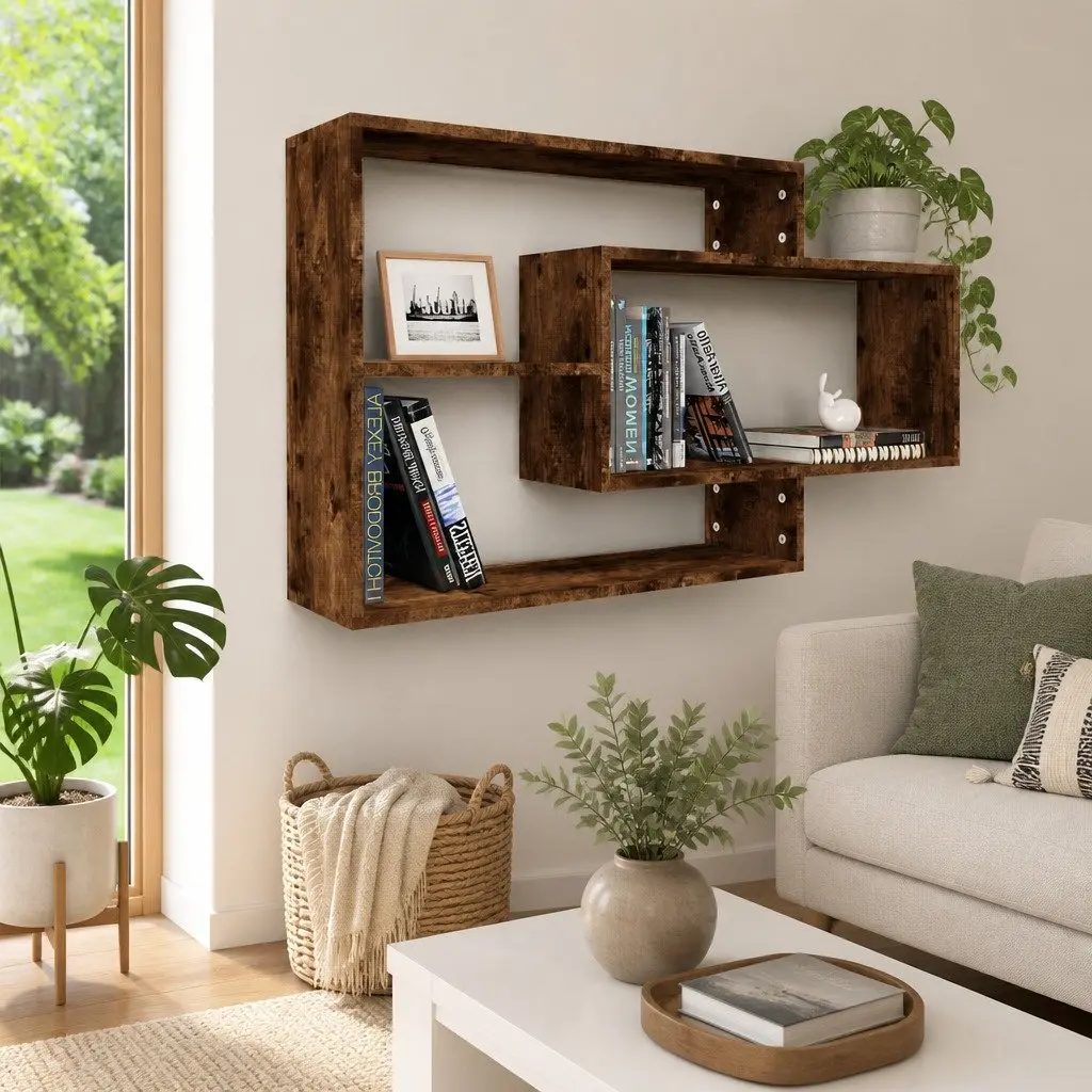 Wall Shelf with 3 Open Storage Compartments