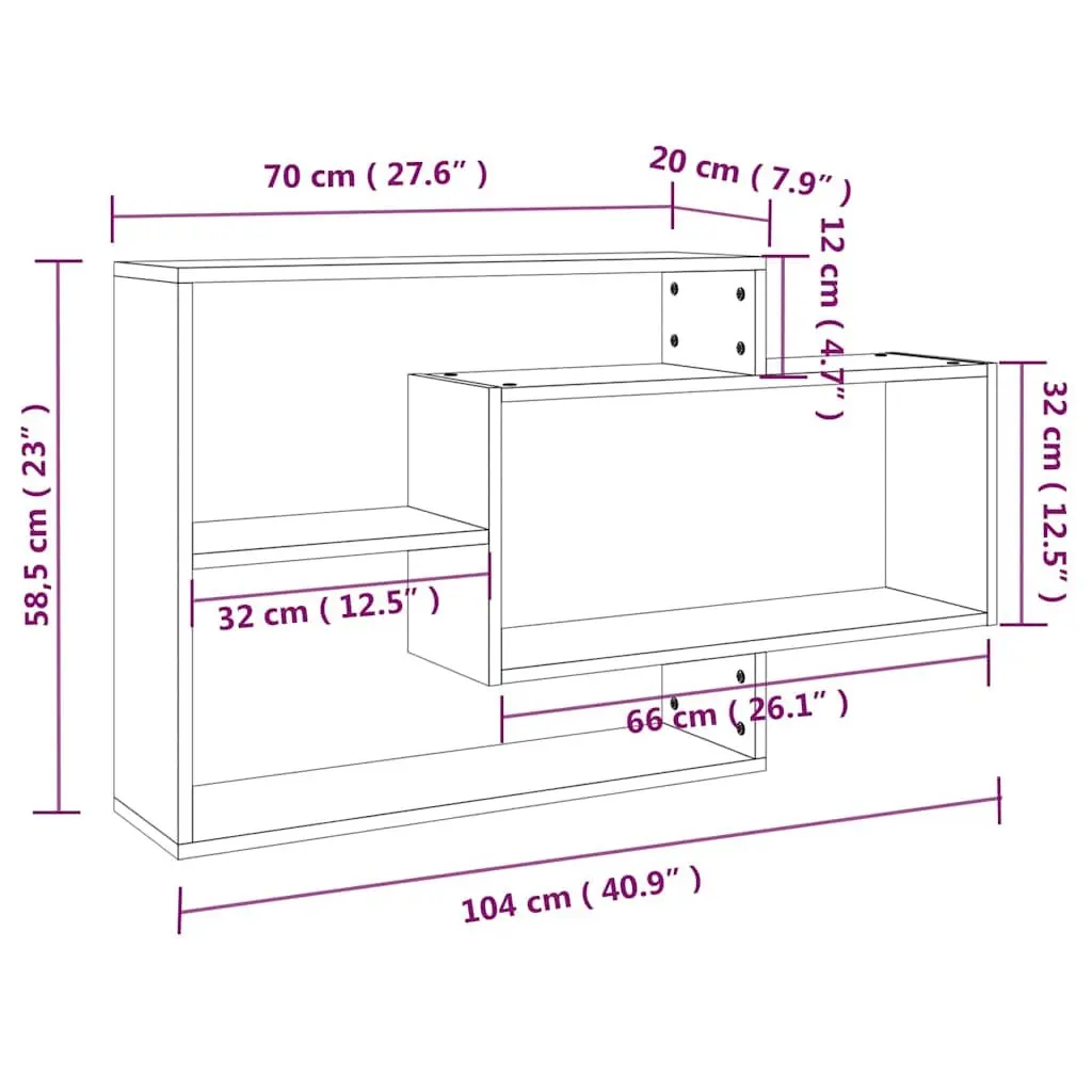Wall Shelf with 3 Open Storage Compartments