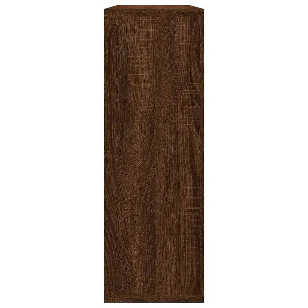Brown Oak Wall Shelf with 3 Open Compartments