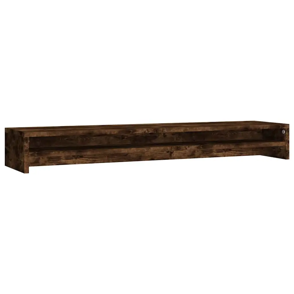 Monitor Stand Engineered Wood Brown 100 x 24 x 13 cm Dual Screen Riser Desk Organiser