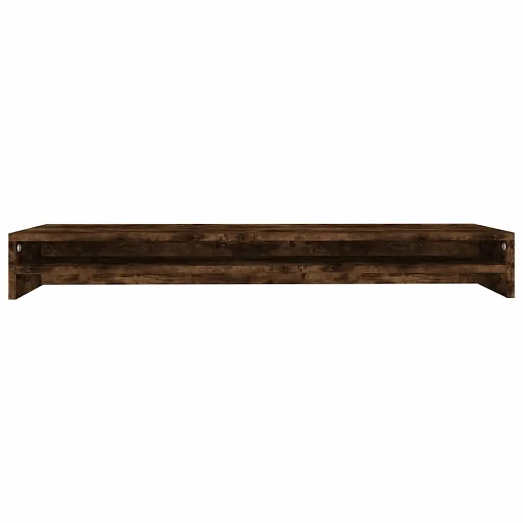 Monitor Stand Engineered Wood Brown 100 x 24 x 13 cm Dual Screen Riser Desk Organiser
