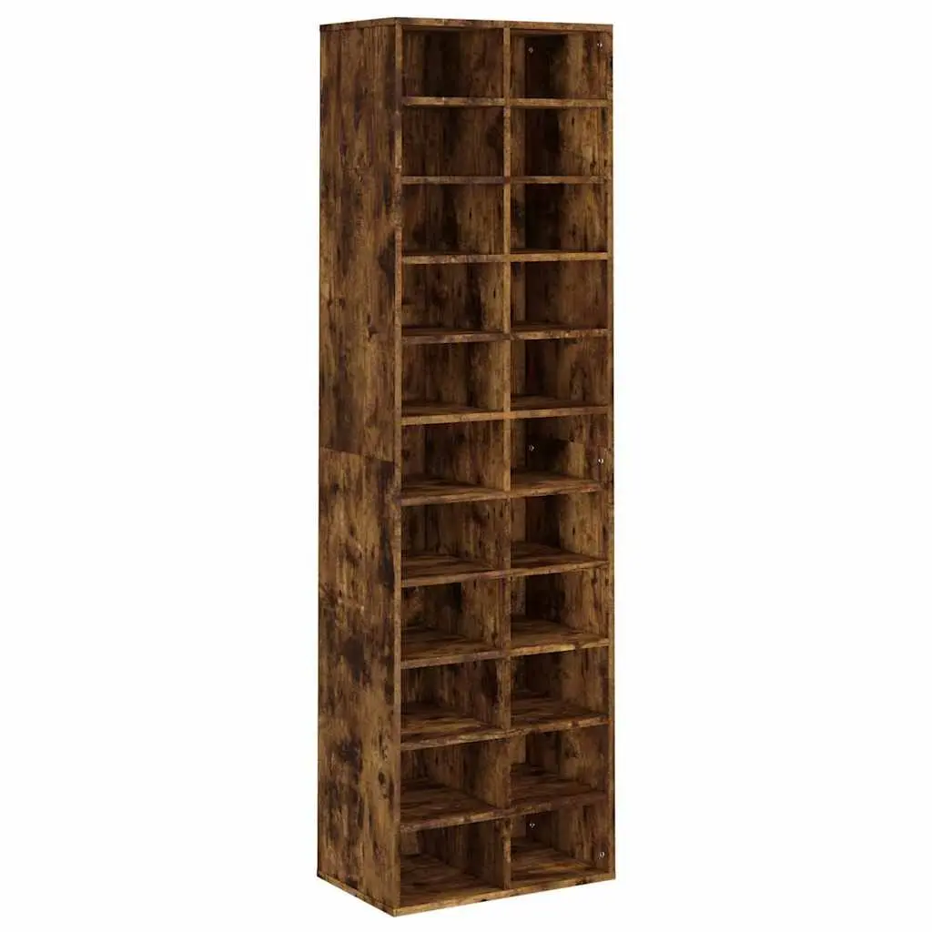 Shoe Cabinet with 22 Compartments in Smoked Oak
