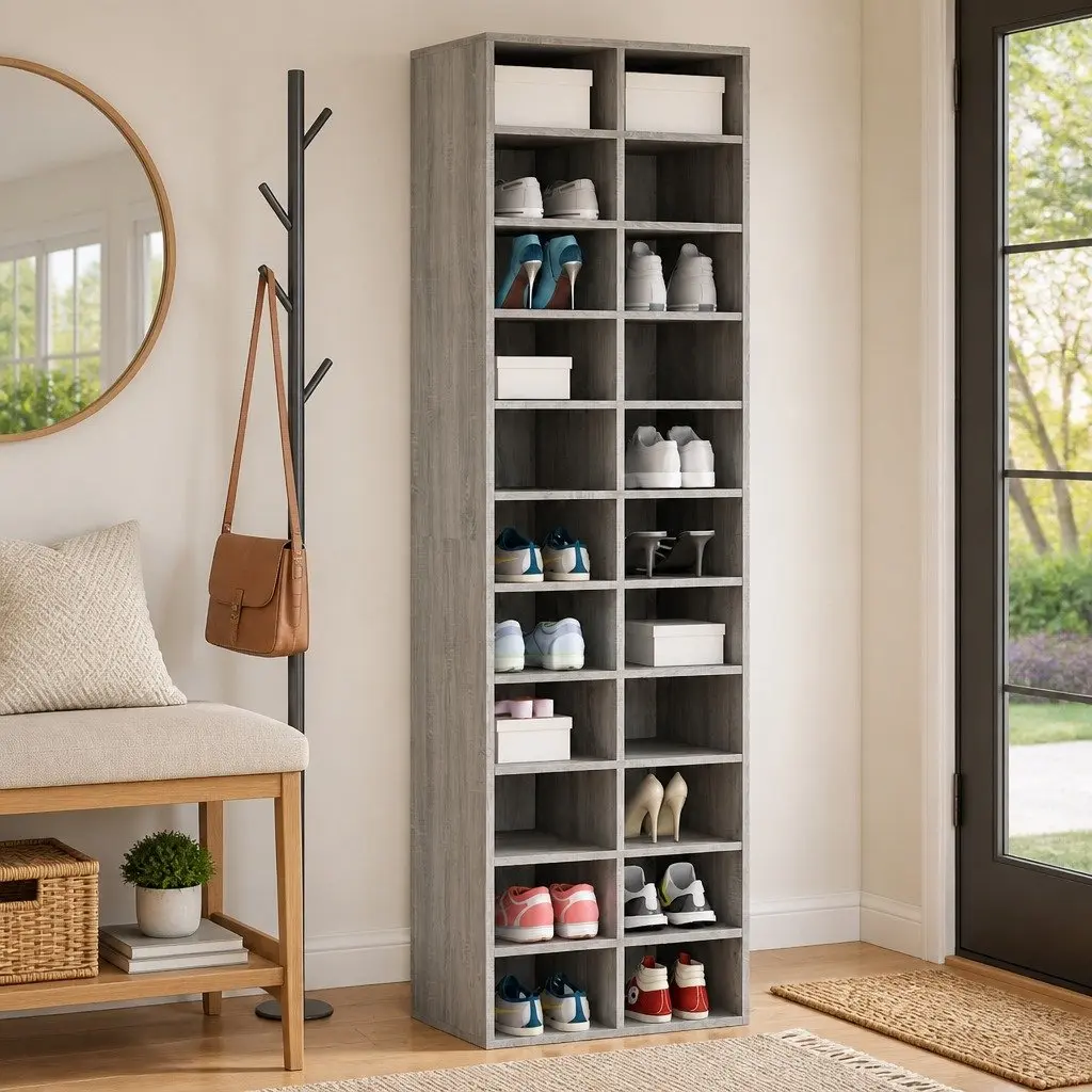 Shoe Cabinet Engineered Wood 54x34x183 cm Grey