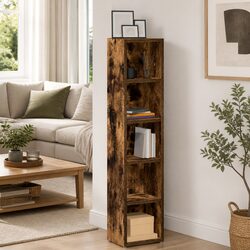 Engineered Wood CD Storage Cabinet Set in Smoked Oak