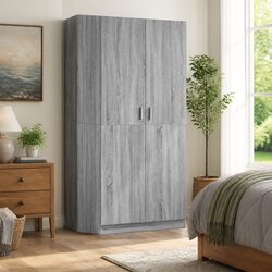 Sonoma Grey Wardrobe Storage Cabinet with Hanging Rod