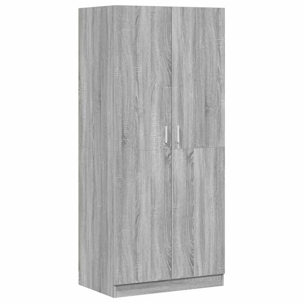 Sonoma Grey Wardrobe Storage Cabinet with Hanging Rod