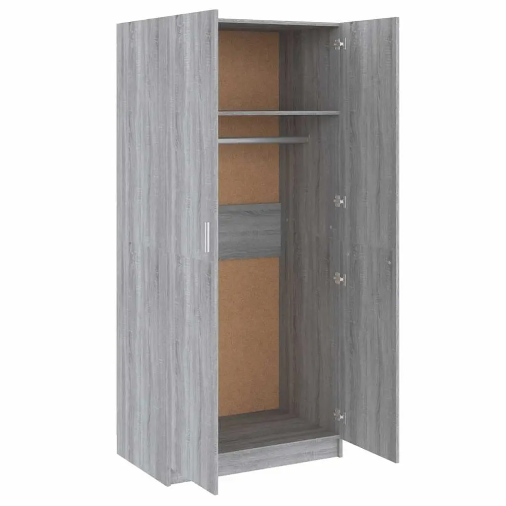 Sonoma Grey Wardrobe Storage Cabinet with Hanging Rod