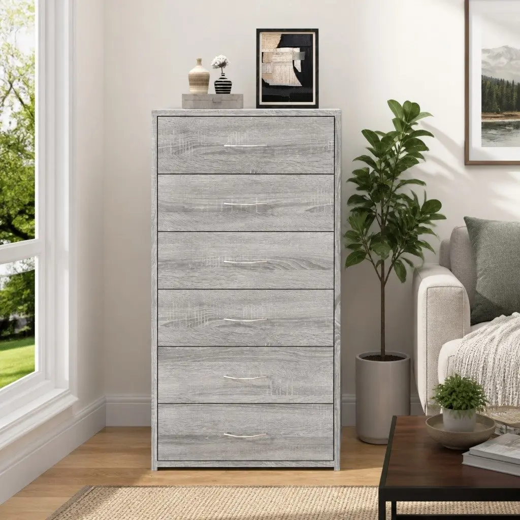 Grey Sideboard with 6 Drawers for Optimal Storage