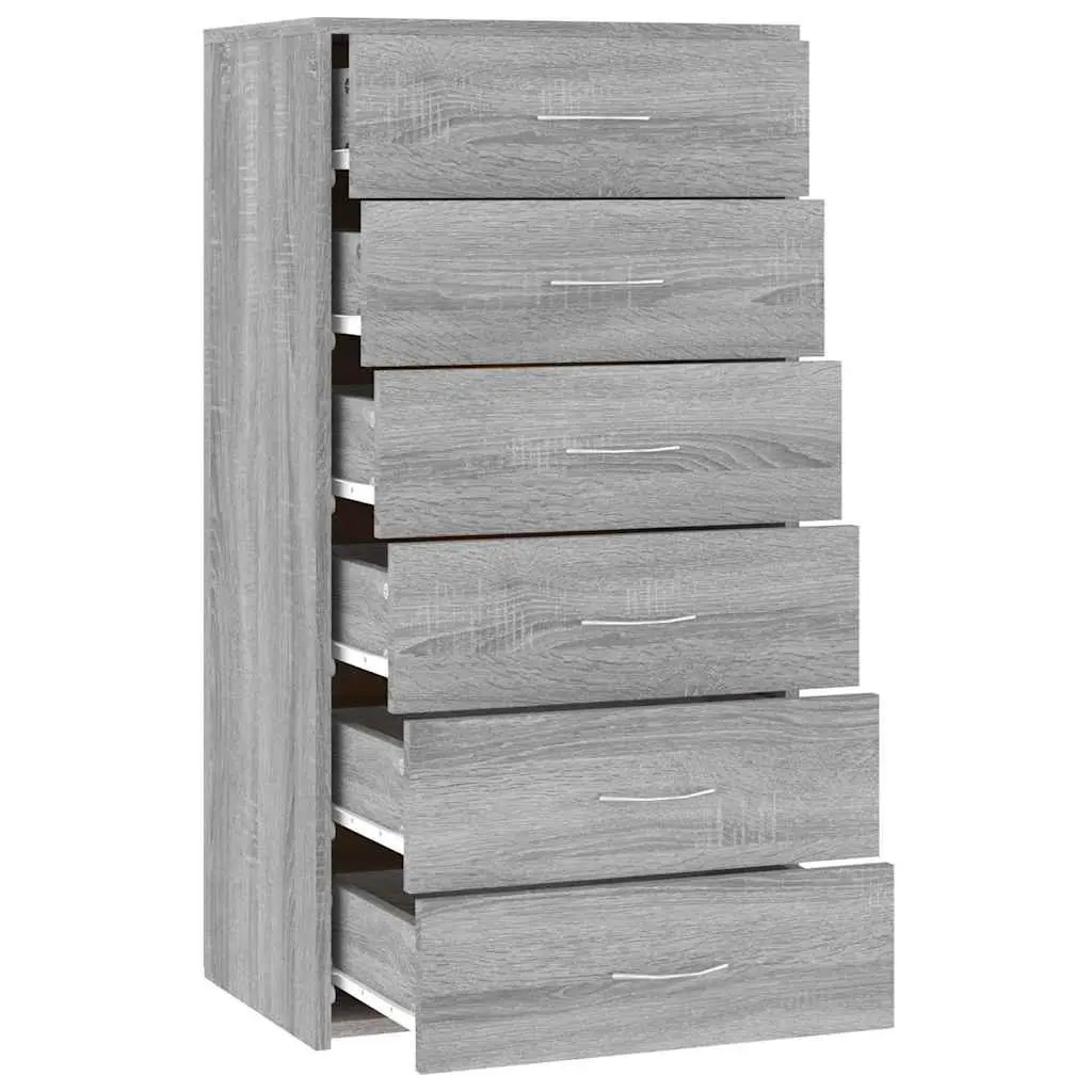 Grey Sideboard with 6 Drawers for Optimal Storage