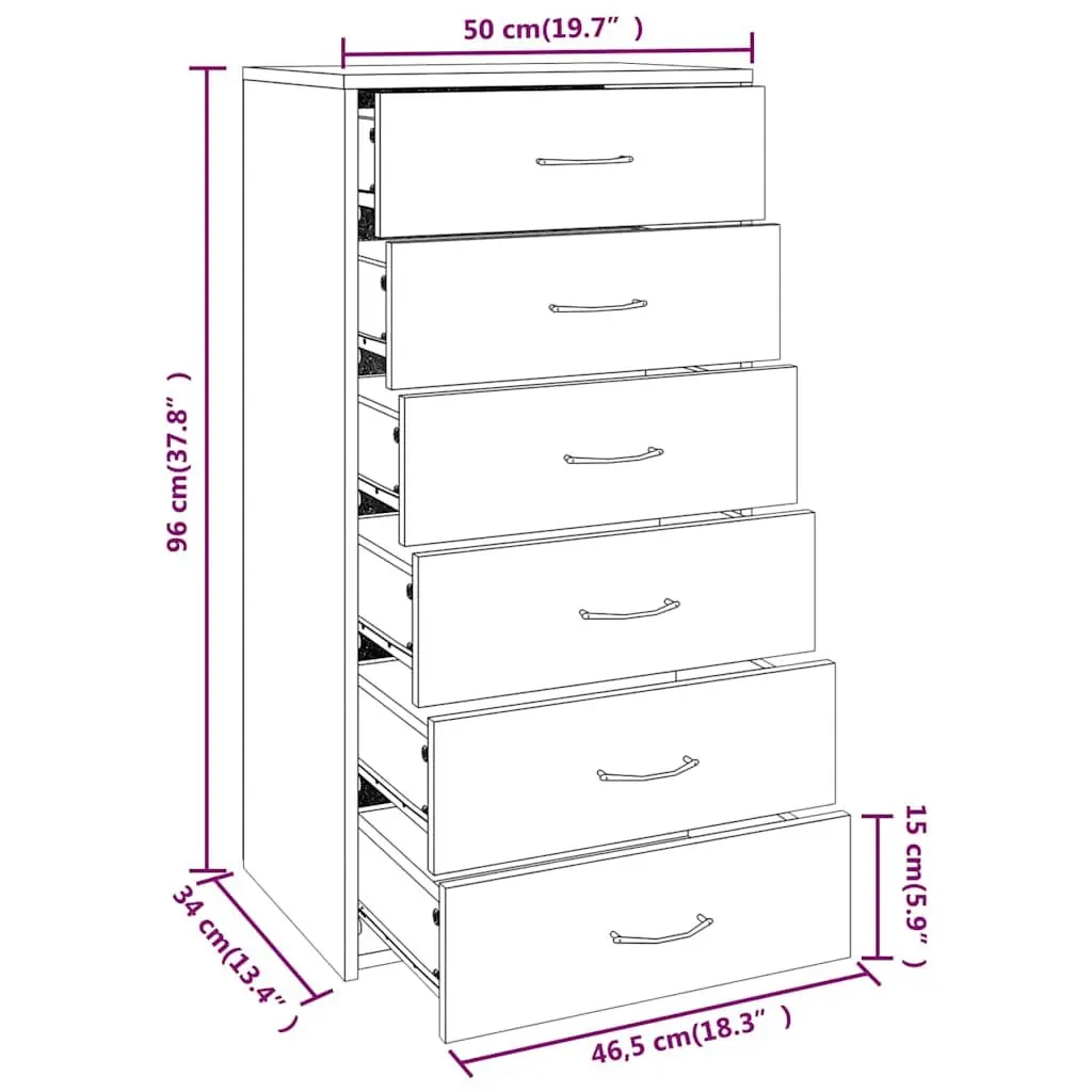 Grey Sideboard with 6 Drawers for Optimal Storage