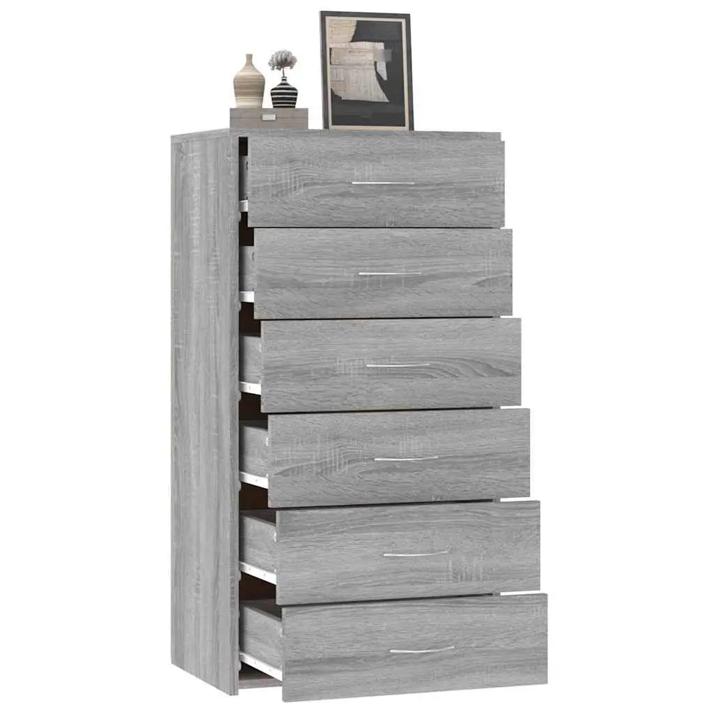 Grey Sideboard with 6 Drawers for Optimal Storage