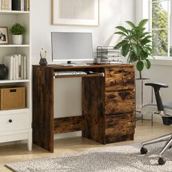 Sturdy Brown Engineered Wood Office Desk with Storage