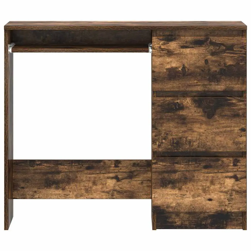 Brown Engineered Wood Office Desk with Storage