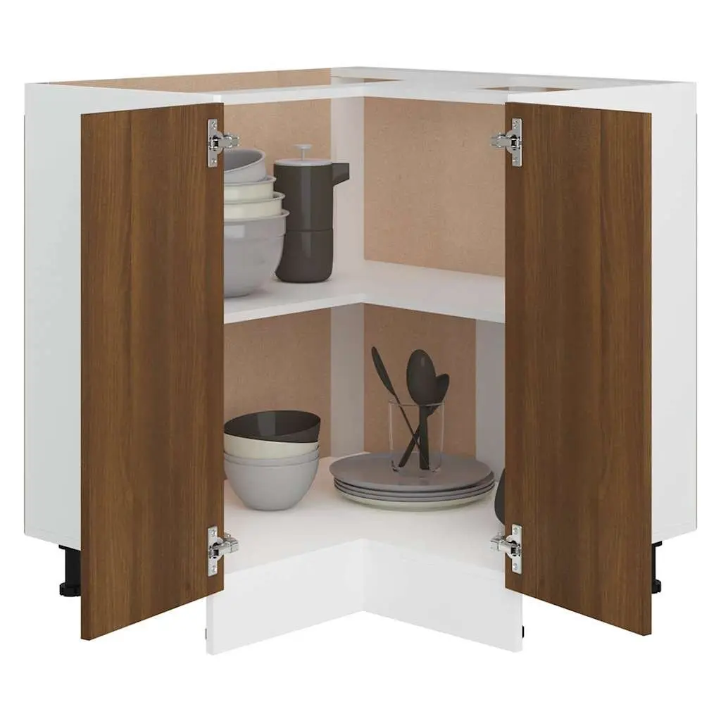 Brown Oak Kitchen Cabinet with Ample Storage