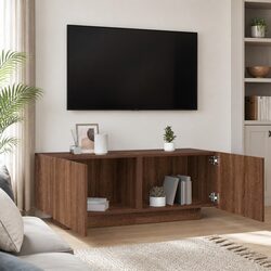Durable Brown Oak Engineered Wood TV Cabinet 100x35x40 cm