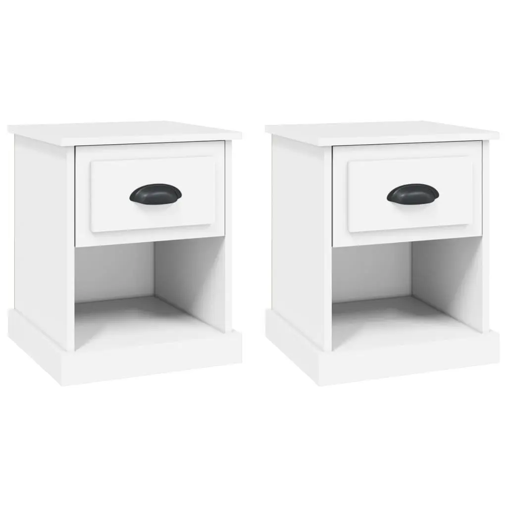 Engineered Wood Bedside Cabinet in White, 39x39x47.5cm