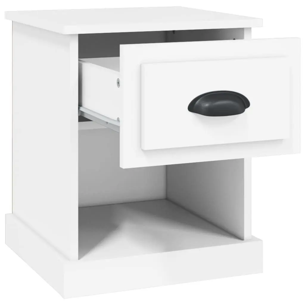 Engineered Wood Bedside Cabinet in White, 39x39x47.5cm