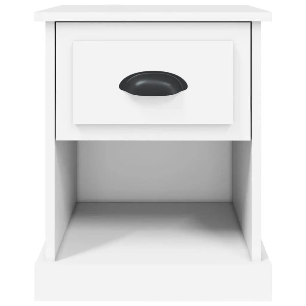 Engineered Wood Bedside Cabinet in White, 39x39x47.5cm