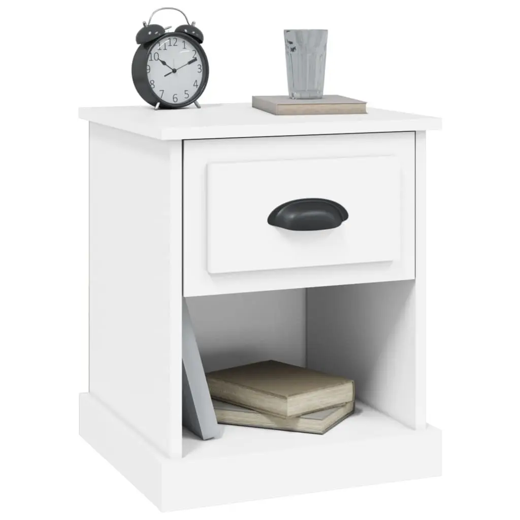 Engineered Wood Bedside Cabinet in White, 39x39x47.5cm