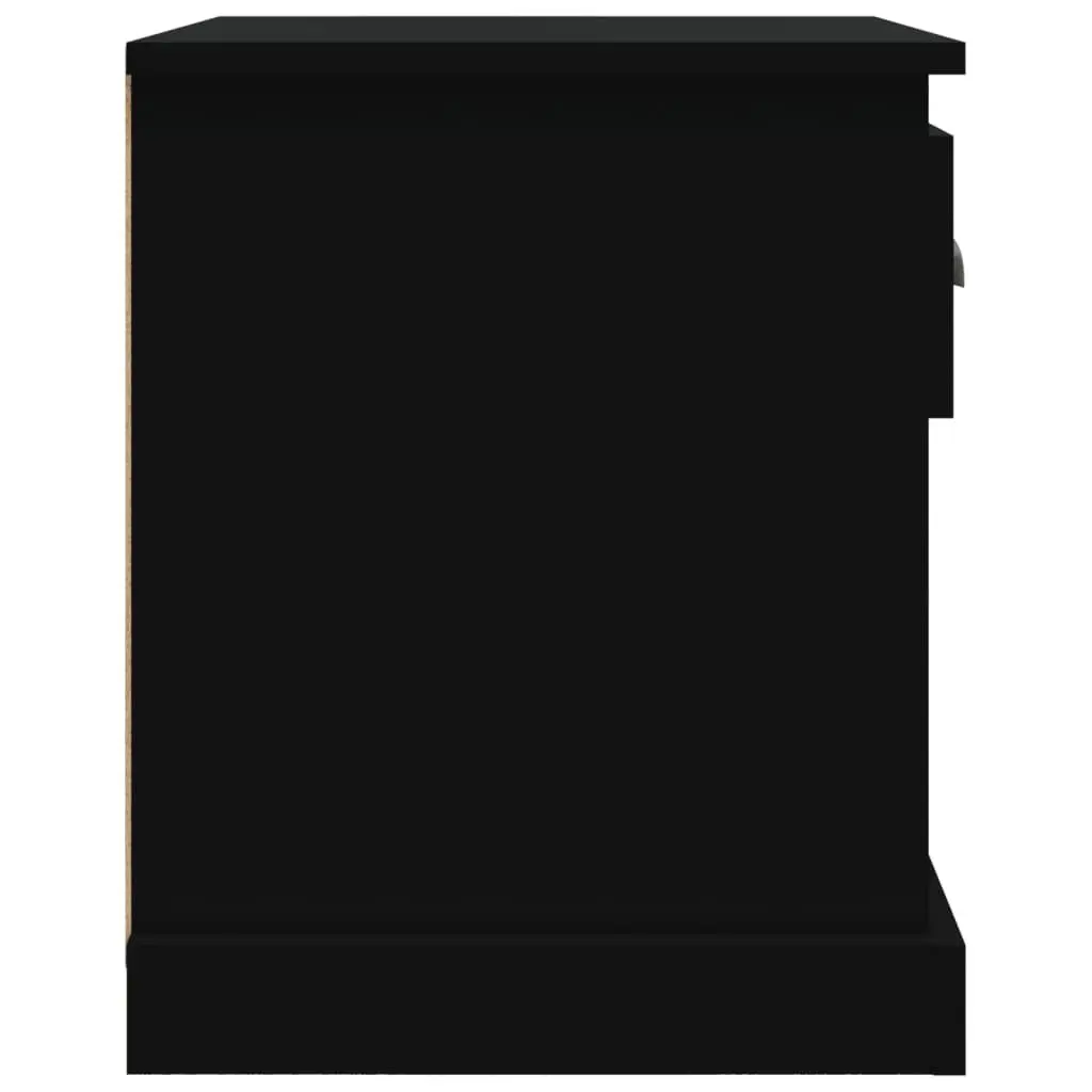 Engineered Wood Black Bedside Cabinet with Drawer