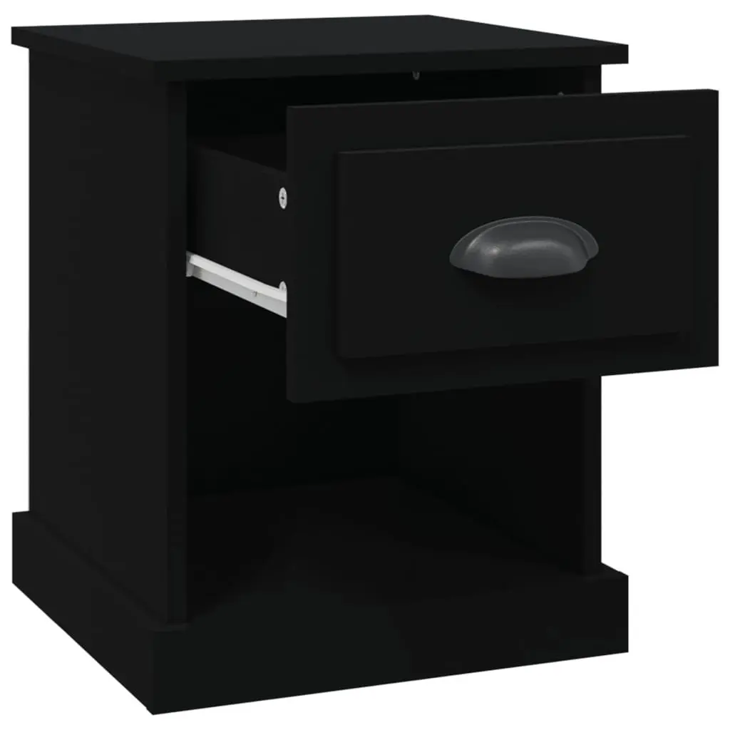 Bedside Cabinets Engineered Wood 39x39x47.5 cm Black 2 Piece Nightstand Storage