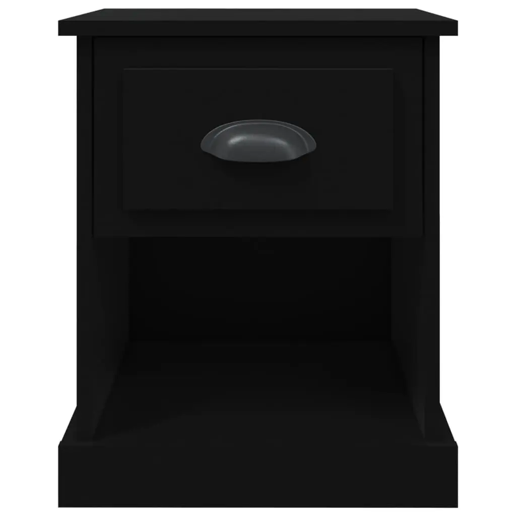 Bedside Cabinets Engineered Wood 39x39x47.5 cm Black 2 Piece Nightstand Storage