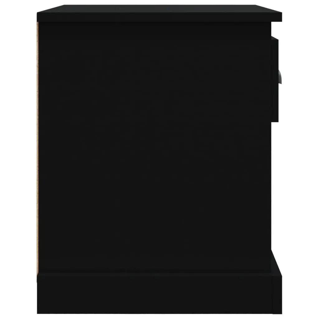 Bedside Cabinets Engineered Wood 39x39x47.5 cm Black 2 Piece Nightstand Storage