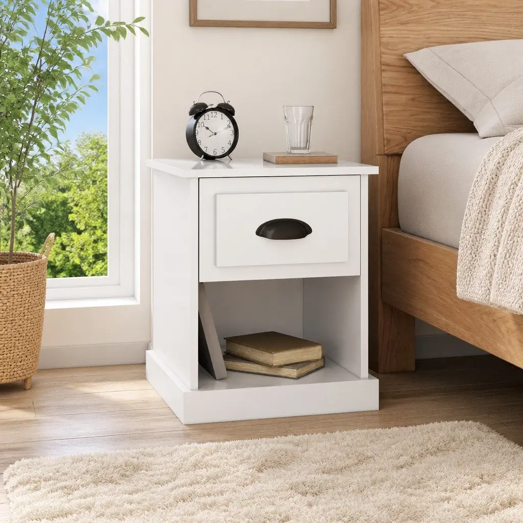 Engineered Wood Nightstand White 39x39x47.5cm