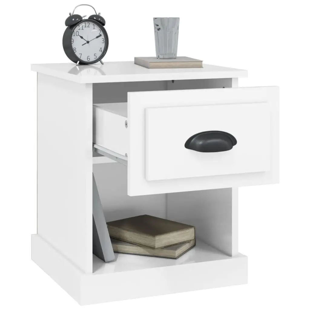 Bedside Cabinets Engineered Wood 39 x 39 x 47.5 cm White High Gloss Set of 2