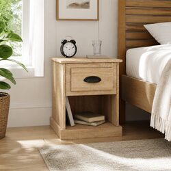 Brown Engineered Wood Nightstand Side Table Storage - 2 Pieces