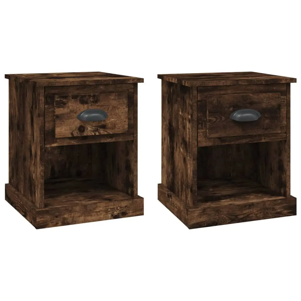 Bedside Cabinets 2pcs Bedside Tables Smoked Oak Nightstand Drawer Side Table