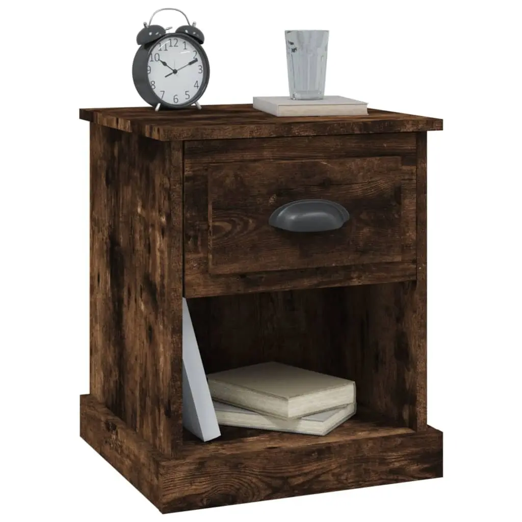 Bedside Cabinets 2pcs Bedside Tables Smoked Oak Nightstand Drawer Side Table
